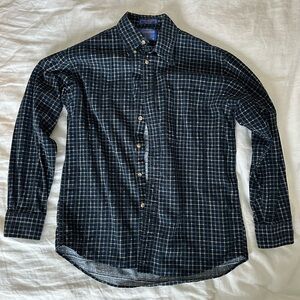 Vintage Pendleton Vancouver Shirt Dark Blue Checkered Button-Down 100% Cotton